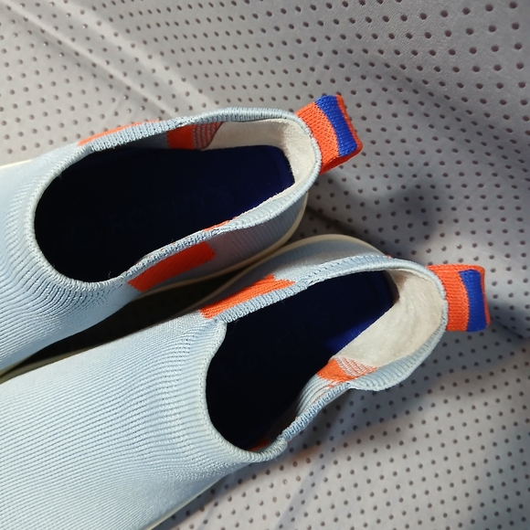 Rothy\'s Chelsea High Top BootSize  7 Sneakers Shoes Artic Blue / Orange Women’